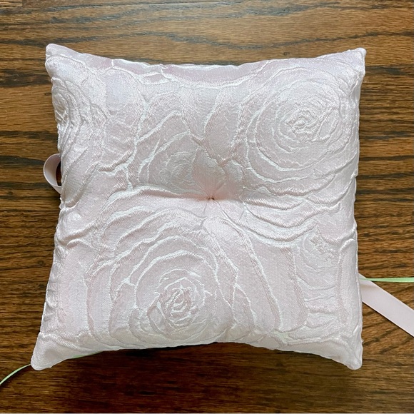 Wedding Bearer Pink Sage Lace and Velour Pillow - Picture 3 of 4